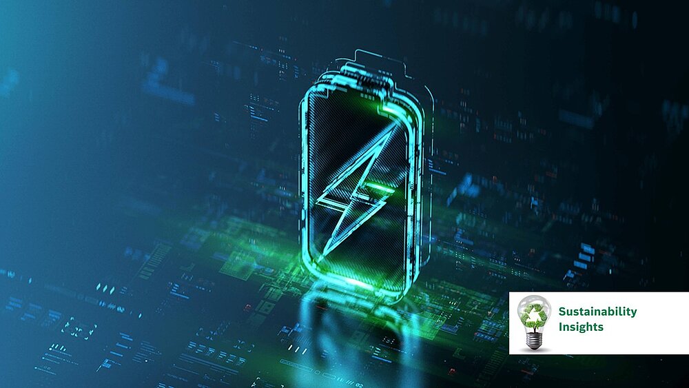 Digital battery icon with energy flow, representing smart energy management and sustainable technology solutions.